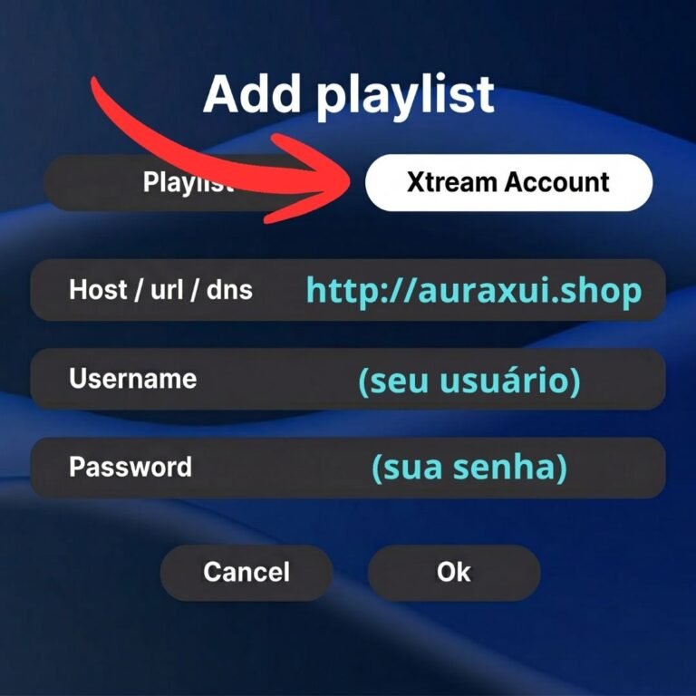 Configuração Xtream Account